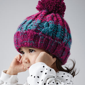 Junior Beechfield Corkscrew Pom Pom Beanie